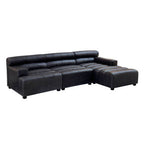 Antique Black Right Arm Leather Modular Chaise Sofa | King