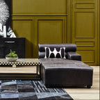 Antique Black Right Arm Leather Modular Chaise Sofa | King