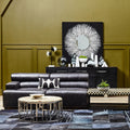 Armless Antique Black Leather Modular Sofa Chair | King