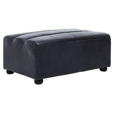 Antique Black Leather Modular Ottoman | King