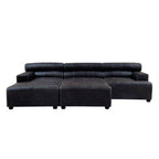 Antique Black Leather Modular Ottoman | King