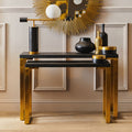 Set of Two Black Shagreen Effect Rectangular Console Tables with Gold Finish Base | Cardoba