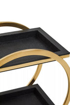 Two Tier Black Shagreen Effect Serving Trolley | Cardoba