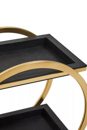 Two Tier Black Shagreen Effect Serving Trolley | Cardoba