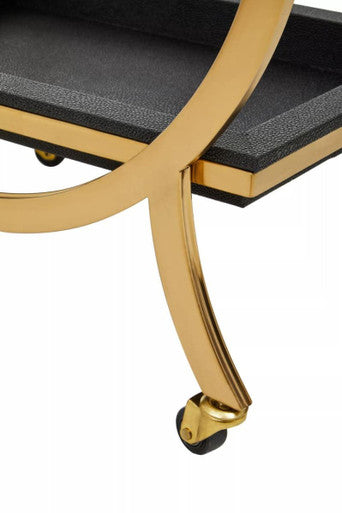 Two Tier Black Shagreen Effect Serving Trolley | Cardoba