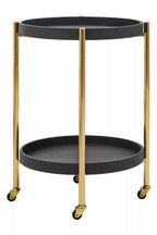 Two Tier Black Shagreen Effect Tray Table Trolley | Cardoba