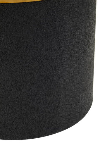 Black Round Shagreen Effect Side Table and Stool with Metallic Gold Top | Cardoba