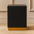 Black Shagreen Effect Square Top Side Table and Stool with Gold Metal Base | Cardoba
