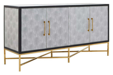 Grey Shagreen Effect 4 Door Sideboard | Cadiz