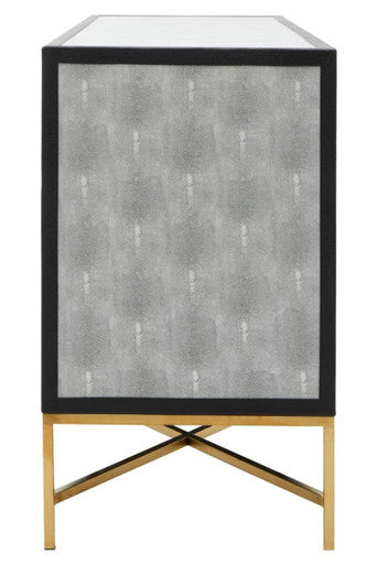 Grey Shagreen Effect 4 Door Sideboard | Cadiz