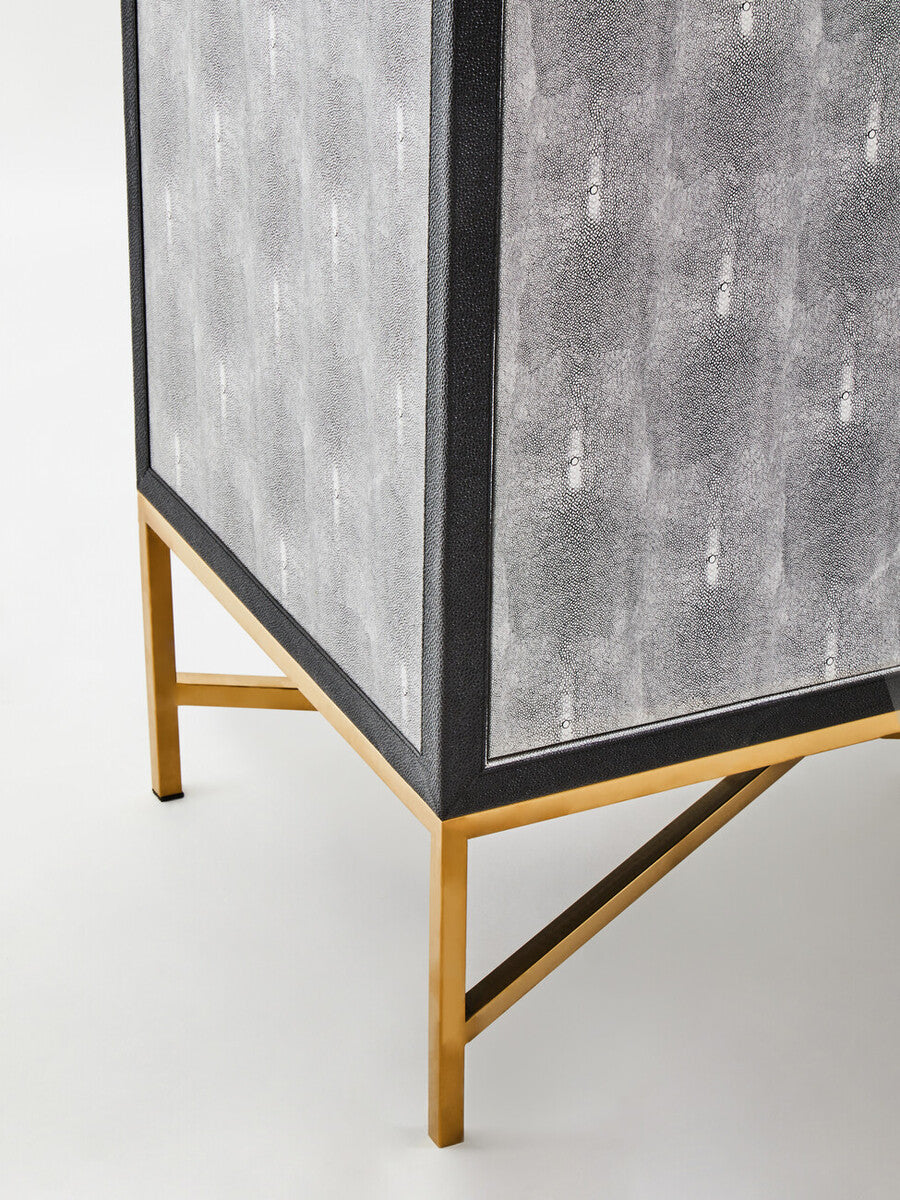 Grey Shagreen Effect 4 Door Sideboard | Cadiz