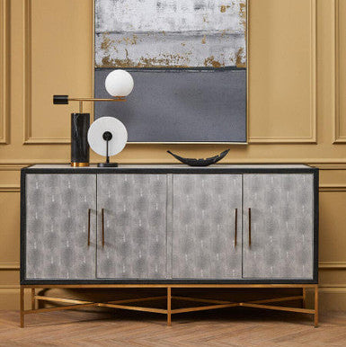 Grey Shagreen Effect 4 Door Sideboard | Cadiz