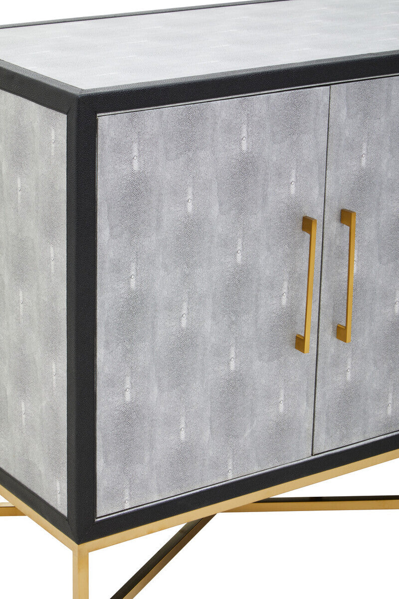 Grey Shagreen Effect 4 Door Sideboard | Cadiz