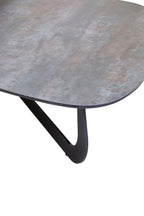 Grey and White Marble Effect Ceramic Tops Large 2-Tier Asymmetrical Coffee Table with Black Metal Base | Imperia