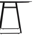 White Ceramic Marble Effect Round Top Dining Table with Black Metal Base | Imperia