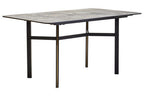 Grey Marble Effect Ceramic Top Dining Table with Black Metal Legs and Gold Detail | Imperia
