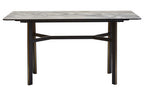 Grey Marble Effect Ceramic Top Dining Table with Black Metal Legs and Gold Detail | Imperia