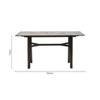 Grey Marble Effect Ceramic Top Dining Table with Black Metal Legs and Gold Detail | Imperia