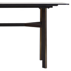 Grey Marble Effect Ceramic Top Dining Table with Black Metal Legs and Gold Detail | Imperia