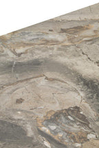 Grey Marble Effect Ceramic Top Dining Table with Black Metal Legs and Gold Detail | Imperia