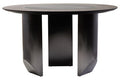 Black Round Veneer Dining Table with Integrated Ceramic Lazy Susan and Brushed Steel Legs, Imperia