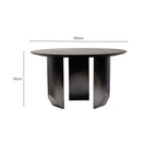 Black Round Veneer Dining Table with Integrated Ceramic Lazy Susan and Brushed Steel Legs, Imperia