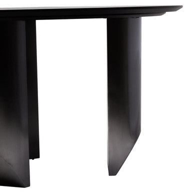 Black Round Veneer Dining Table with Integrated Ceramic Lazy Susan and Brushed Steel Legs, Imperia