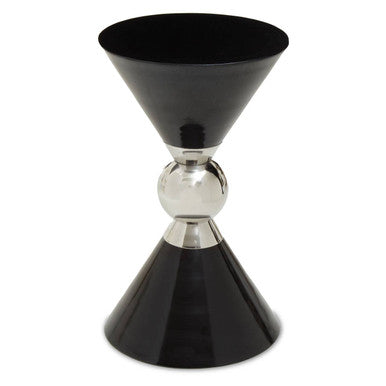 Black and Silver Geometric Round Side Table with Symmetric Design | Jaipur