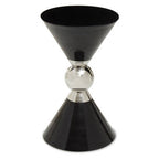 Black and Silver Geometric Round Side Table with Symmetric Design | Jaipur