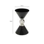 Black and Silver Geometric Round Side Table with Symmetric Design | Jaipur