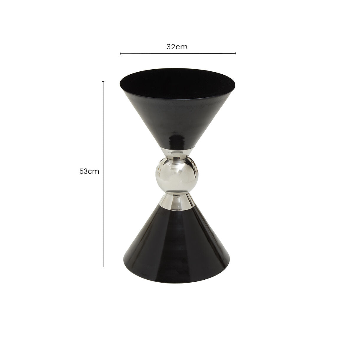 Black and Silver Geometric Round Side Table with Symmetric Design | Jaipur