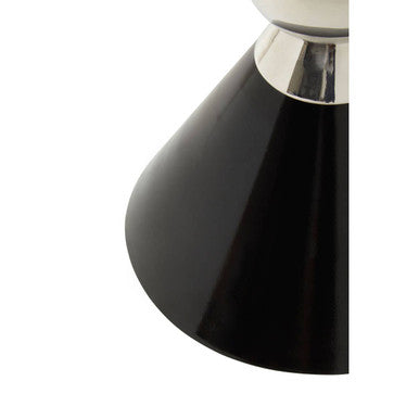 Black and Silver Geometric Round Side Table with Symmetric Design | Jaipur