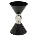 Black and Silver Geometric Round Side Table with Symmetric Design | Jaipur