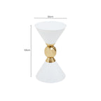 White Conical Metal Side Table in Stainless Steel with Gold Centre Ring Detail | Jaipur