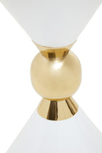 White Conical Metal Side Table in Stainless Steel with Gold Centre Ring Detail | Jaipur