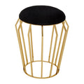 Black Velvet and Gold Finish Stool | Jaipur