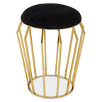Black Velvet and Gold Finish Stool | Jaipur
