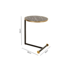 Black Marble Effect Glass Top Side Table with Gold Rim and Gold Feet | Oria