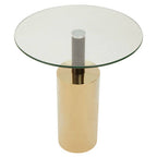 Clear Glass Top Side Table with Gold Steel Base and Black Centre Support | Oria