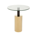 Clear Glass Top Side Table with Gold Steel Base and Black Centre Support | Oria