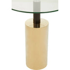 Clear Glass Top Side Table with Gold Steel Base and Black Centre Support | Oria