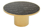 Black Marble Effect Glass Top Coffee Table with Gold Finish Base | Oria