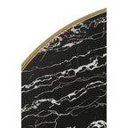 Black Marble Effect Glass Top Coffee Table with Gold Finish Base | Oria