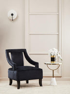 White Glass Top Side Table with Gold Metal Column and White Marble Base | Oria