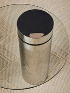 Clear Round Glass Top Side Table with Silver Metal Pedestal Base | Oria