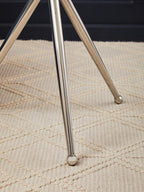Clear Glass Top Side Table with Silver Stainless Steel Tripod Frame | Oria