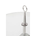 Clear Glass Top Side Table with Silver Stainless Steel Tripod Frame | Oria