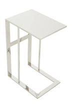 Silver Metal C Shaped Side Table with Sparkling Top, Oria