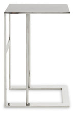 Silver Metal C Shaped Side Table with Sparkling Top, Oria