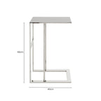 Silver Metal C Shaped Side Table with Sparkling Top, Oria